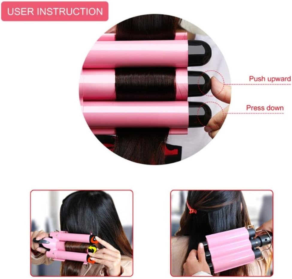 3 Barrel Curling Iron Wand with LCD Temperature Display