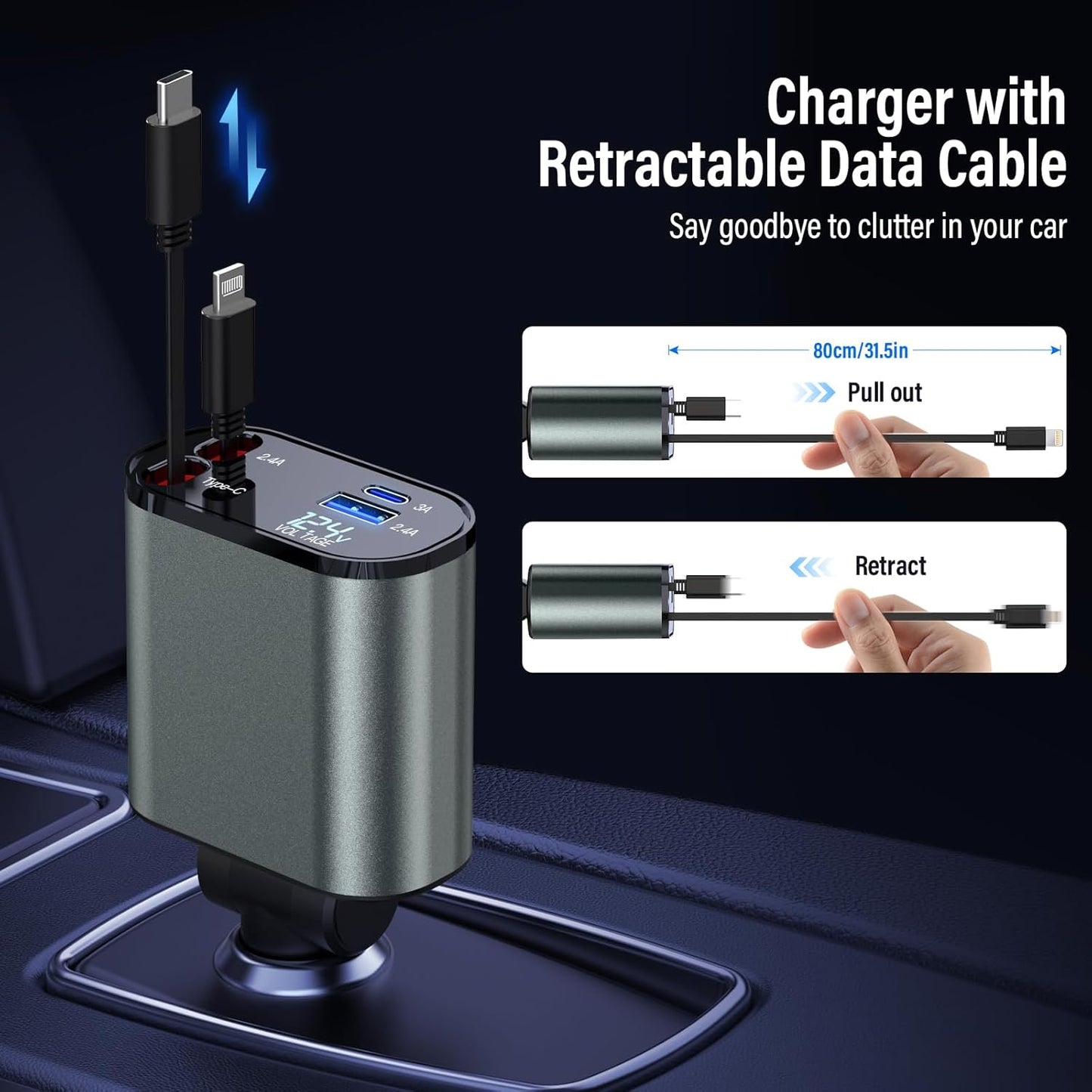 4 in 1 Car Charger Adapter
