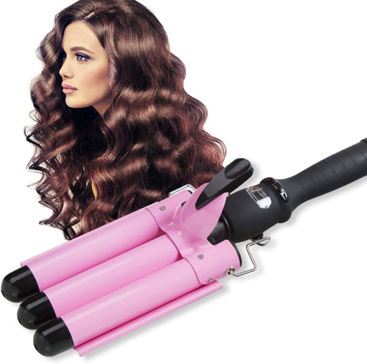 3 Barrel Curling Iron Wand with LCD Temperature Display